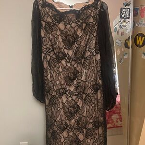 Tadashi Shoji Black Lace Long Sleeve Dress